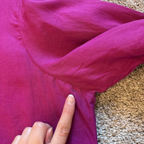 Eileen Fisher Organic Handkerchief Linen Classic Collar Shirt Magenta Women’s XL - Picture 7 of 10